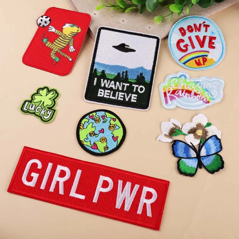 cloth stickers computer embroidery chapter boutique DIY flying saucer rainbow lucky grass clothes decoration patch stickers