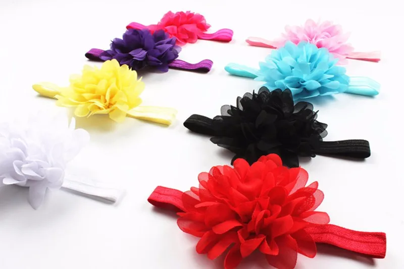 Fashion Girls Headbands Chiffon Kids Hairband Flower Infant Headwear Photography Props 8 Colors Hair Accesories Free Shipping (11)