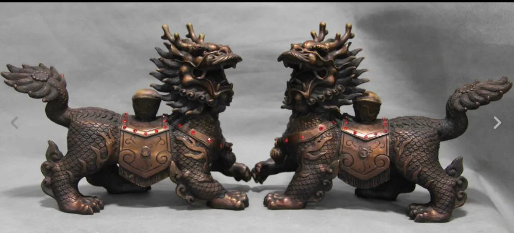 

Китай, королевская чистая бронза, медь, фэн-шуй, сглаза, Килин, Килин, Лев, ФОО, собака, пара