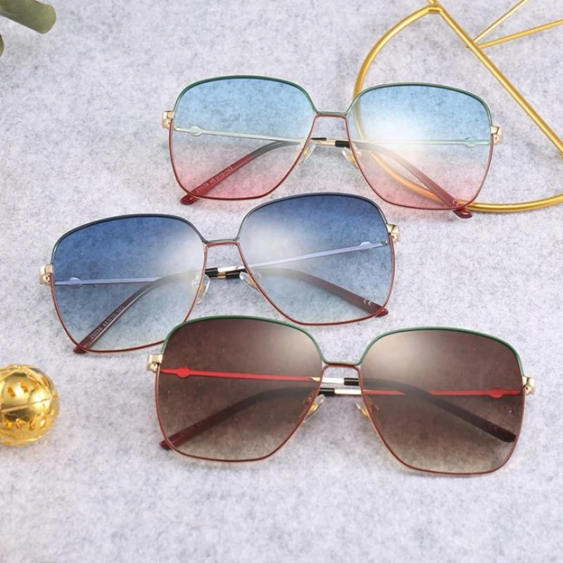 FEISHINI Celebrity Protable Quality Sunglasses Women Oversized Square Glasses Brand Design Luxury Sunglass Top Gradient Vintage
