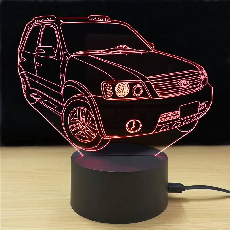 [Семь Неоновые] автомобиля акриловый 7 Цвета настольная лампа 3D светодиодный светильник Ночной светильник Тысячелетний сокол светильник - Испускаемый цвет: Холодный белый