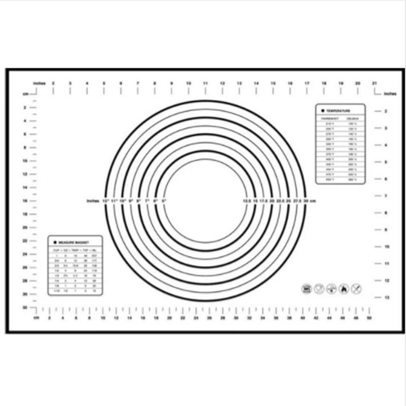 Антипригарный силиконовый коврик для выпечки лист Стекло гильзы прокатки для выпечки, пиццы весы Кухня торта Формы для сладких изделий украшения инструменты 60*40 см - Цвет: Черный