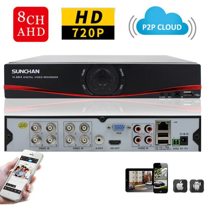  SUNCHAN HD 1080N HDMI Output CCTV Digital Video Recorder 8CH 8Channel 1080N DVR NVR Video Surveillance System 