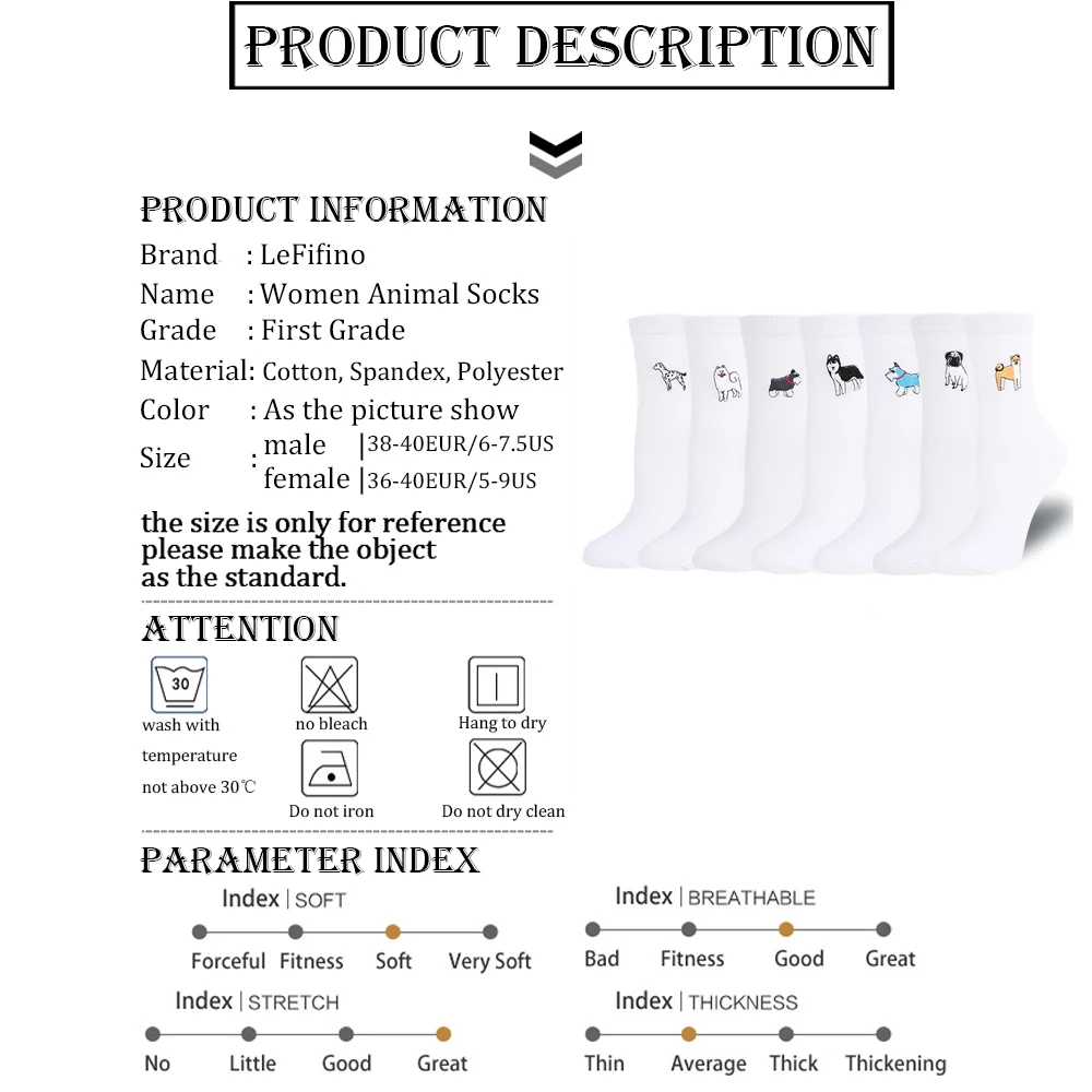 Новые женские носки, хлопковые белые носки с вышивкой милой собачки, милые носки с 3D изображением животных, новые носки с Мопсом далматинского хаски, Femme Soks Le06232