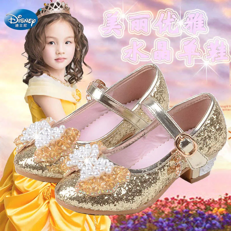Г. новая обувь принцессы для девочек от 3 до 12 лет обувь на высоком каблуке с украшением в виде кристаллов, 26-37