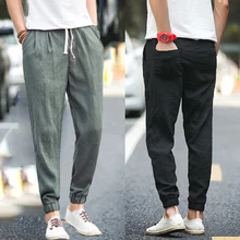 INCERUN, летние, 5XL, Ретро стиль, мужские повседневные штаны, тонкие, хлопковые, прямые, по щиколотку, эластичная талия, мешковатые, джоггеры, шаровары, хип-хоп