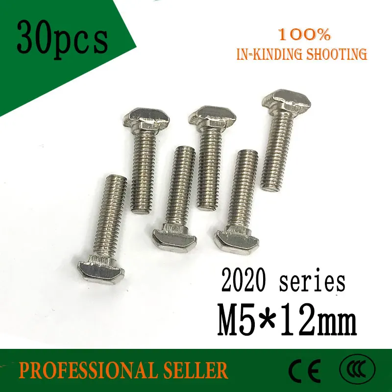 30 шт. M5X12 2020 серия M5 * 12 мм головка молотка Т образный болт винт с никелированным
