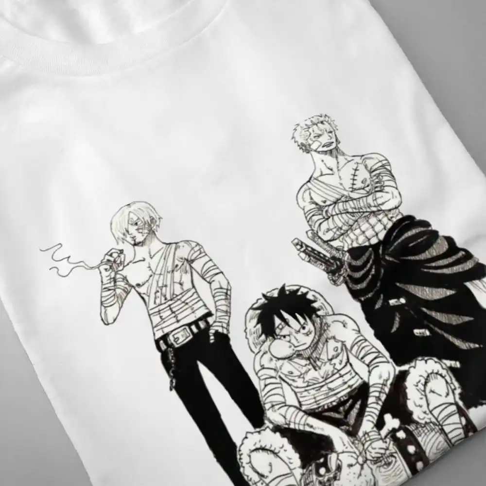 Monster Trio One Piece Clothes Cartoon Design For Male Leisure Unique Quality Cotton T Shirt For Male Luffy Zoro Sanji T Shirts Aliexpress