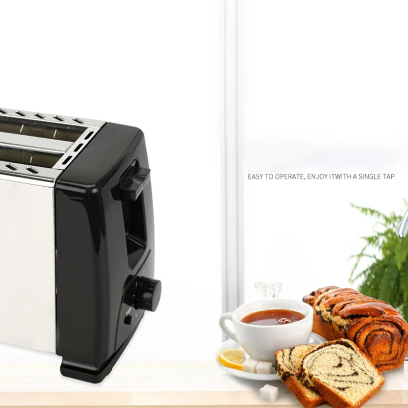 EAS-Automatic Toaster, Toaster With 2X Wide Width Slits For Up To 4X Discs, 6X Silk Steps With Hot Roll For Croissants, Bagels