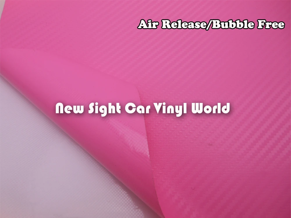 Розовая Автомобильная виниловая пленка из углеродного волокна без пузырей для автомобильных наклеек Размер: 1,52*30 м/рулон