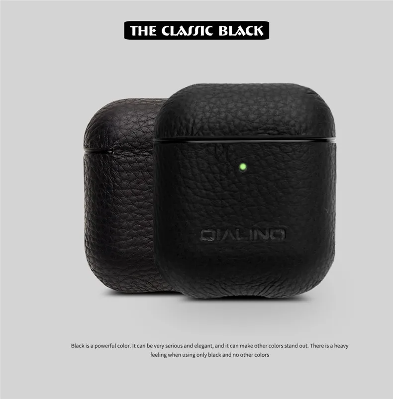 QIALINO чехол из натуральной кожи для Apple AirPods2, мягкий силиконовый чехол с защитой от потери, мини-карман для Apple AirPods1/2, ультратонкая сумка
