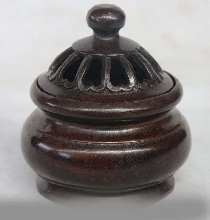 

4 China Buddhism Temple Palace Bronze Copper Carved Statue Incense Burner Censer SD 506