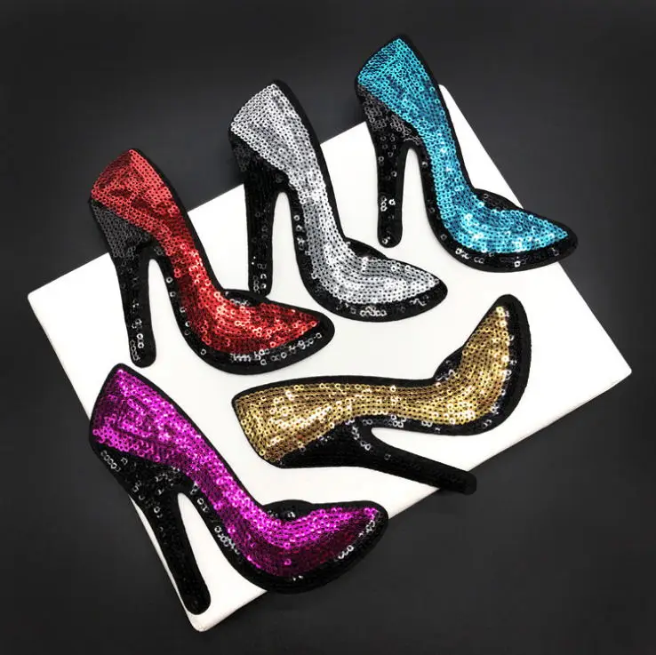 

20 пар, патчи с блестками и вышивкой, на высоком каблуке