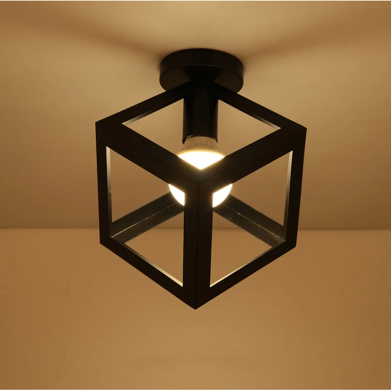 Современные светодиодные потолочные светильники из кованого железа E27, черные потолочные светильники для кухни, гостиной, спальни, кабинета, коридора, ресторана, кафе-отеля