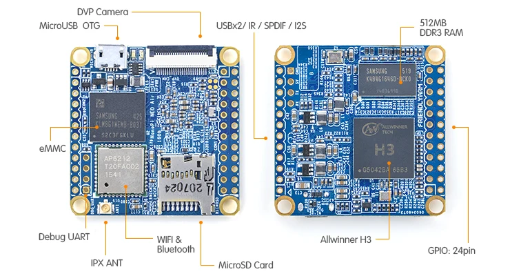 RealQvol FriendlyARM NanoPi NEO Air 512 МБ ОЗУ wifi и Bluetooth, 8 ГБ/32 ГБ eMMC Allwinner H3 четырехъядерный Cortex-A7