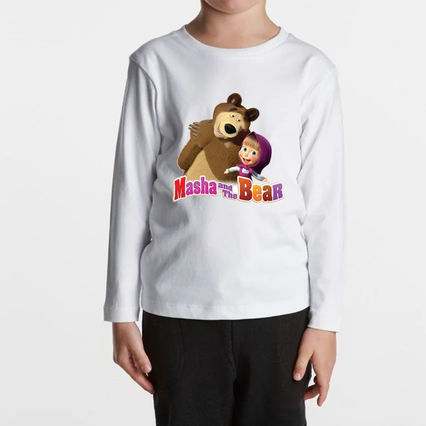 

2019 New Cotton Spring Autumn Children's Print Lace Ong Sleeve Masha T-Shirt Unicorn Girls Tops Bear Christmas Clothing