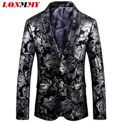 LONMMY платье мужской пиджак смокинг мужской костюм slim fit для мужчин костюмы для свадьбы Блейзер сценическое шоу одежда