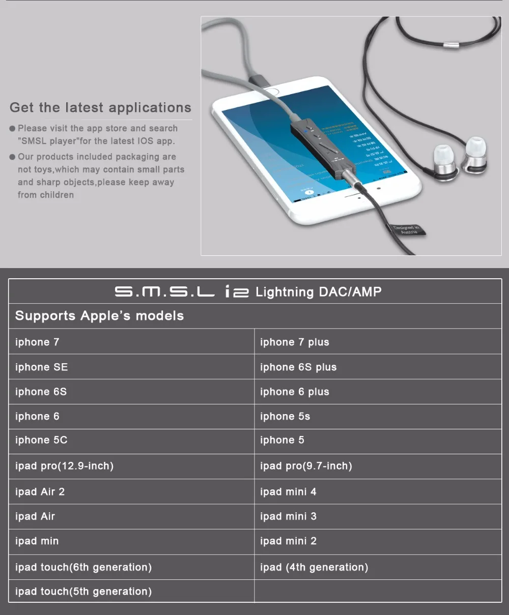 SMSL I2 Hi-Fi мини-усилитель портативный динамик DAC/Amp и разъем Lightning усилитель для наушников Встроенный микрофон для IOS