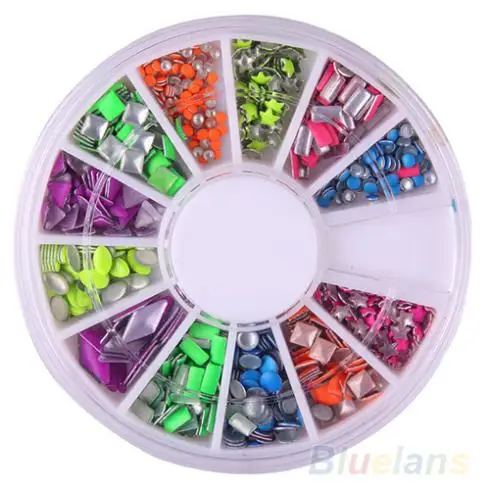 

Hot6 Colors nail sticker nail art stickers Neon Rivet Square Metal Stud Rhinestone Fashion Nail Art DIY Decoration 02ED 2U4D