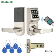 RAYKUBE пароль электронный дверной замок с цифровой клавиатурой дистанционное управление RFID Ключ разблокировка Умный Замок деревянная дверь R-Y16