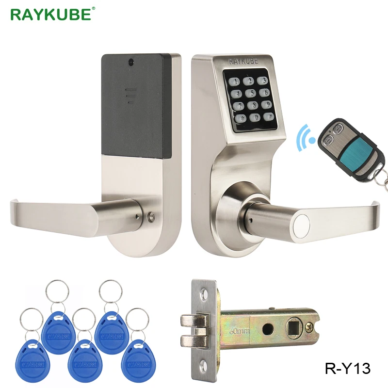 Goedkoop RAYKUBE Wachtwoord Elektronische Deurslot Met Digitale Toetsenbord Afstandsbediening RFID Key Unlock Intelligente Slot Houten Deur R Y16