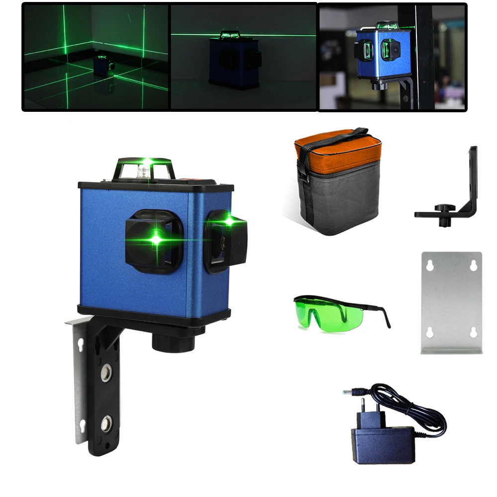 

12 lines Green Laser Level Self-leveling Horizontal&Vertical 360 Degree Adjustment Wall Hanging Laser Level EU Plug