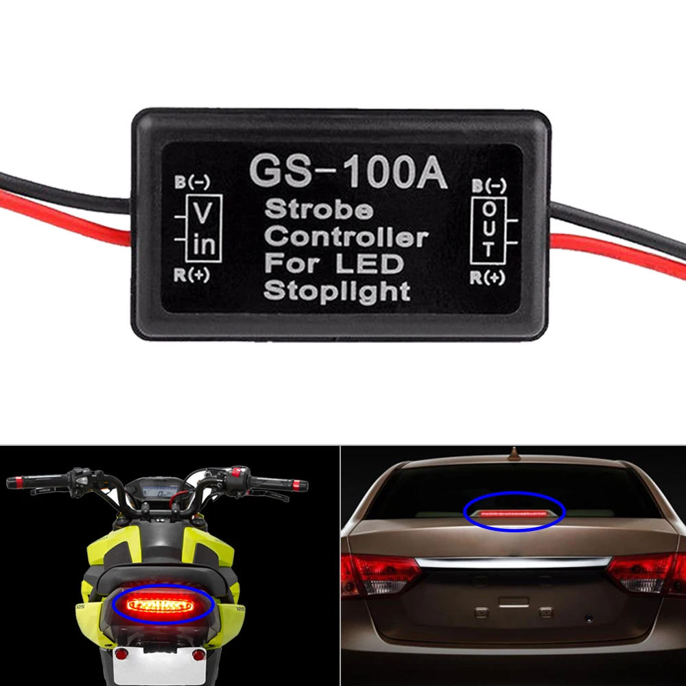 

Lonleap Universal Break Light Strobe Controller Auto Back Lamp Light Kit Warning Signal LED Motorcycle Taillight Breaking Light