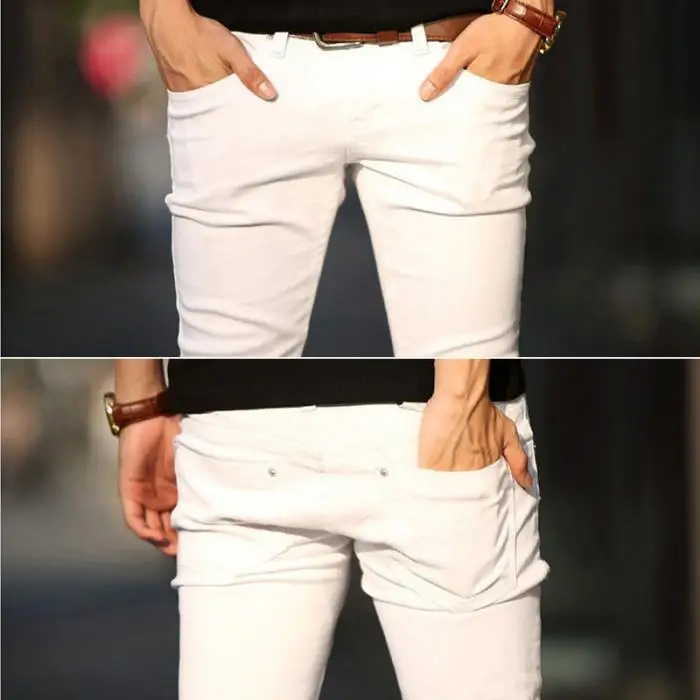 Модные мужские повседневные красивые Молодежные узкие брюки, зауженные штаны белого и черного цвета HSJ88