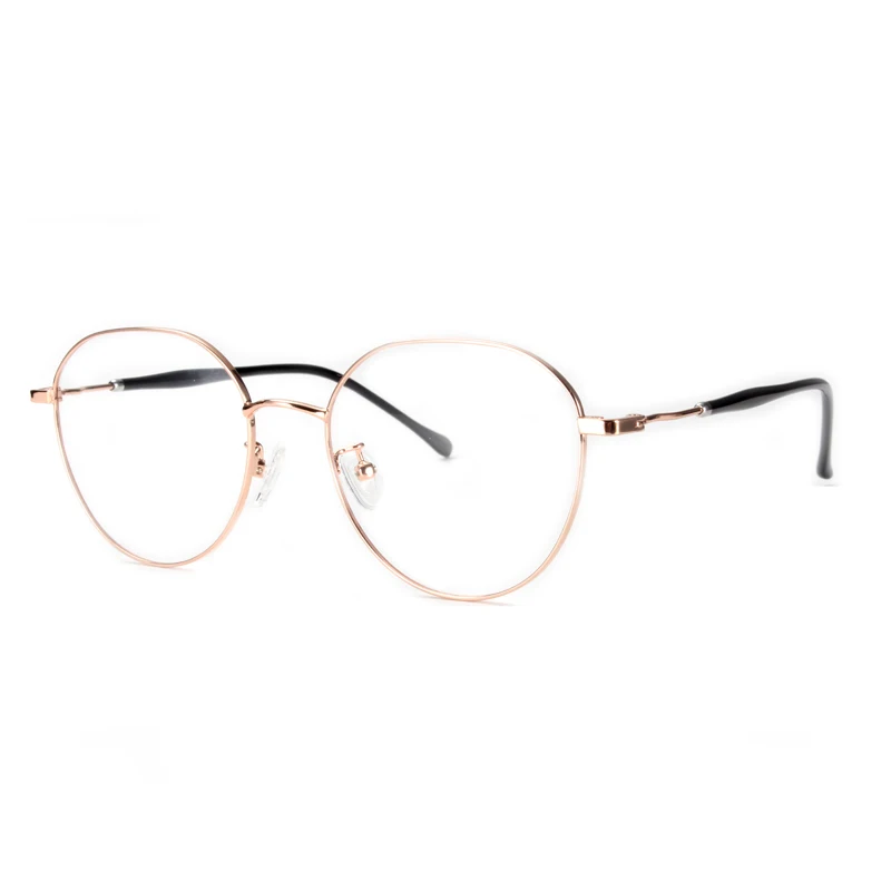 Круглый металлический сплав винтажная мода полный обод очки оправа оптические очки для мужчин и женщин рецепт очки 8050 - Цвет оправы: Rosegold