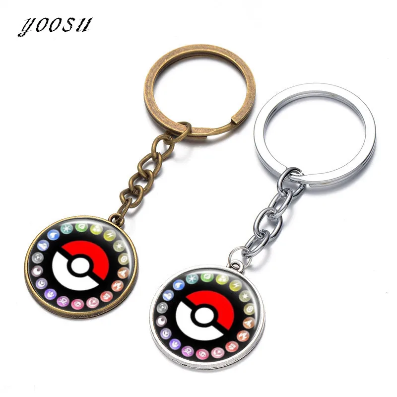 

Hot! Sale Pokemon Go Pikachu Keychain Fine Jewelry Statement Chain Pendant Keychain Glass Art Picture Women And Men Jewelry
