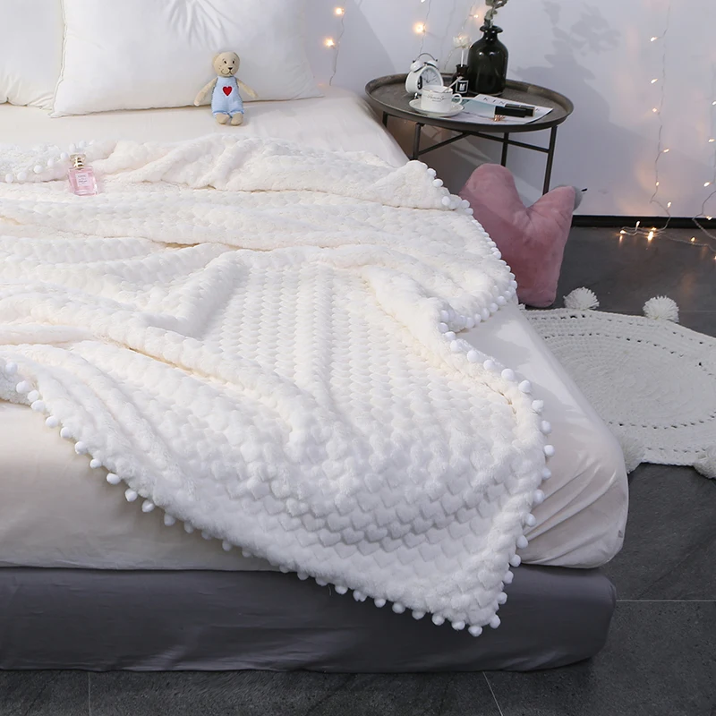 

Soft White/pink/grey Blanket for Goddess Girl Imitation Rabbit Fur and Lamb Cashmere Blanket Double Thick Coral Fleece Blanket