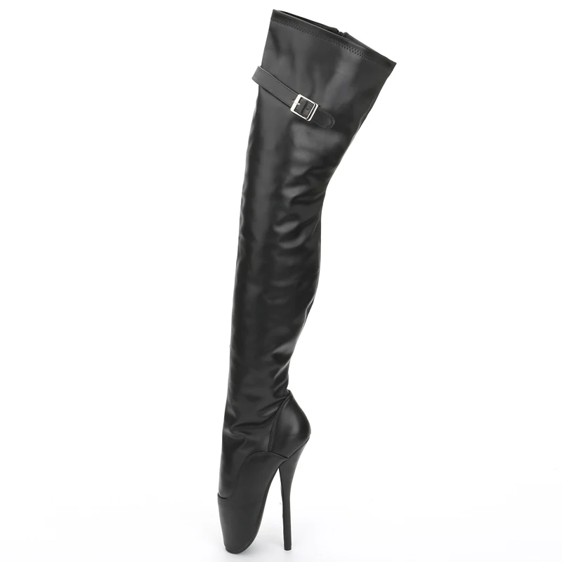 Punta Cuero Hola Super Unisex Muslo Matt custom Shiny Black Zip De Alto Botas Tacón purple Lado Fetiche Mujer Jialuowei Ballet 7 Color Pulgadas qxESOqz8