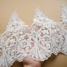 nature white embroidery lace accessories wedding veil diy handmade materials clothing accessories fabric soft net lace fabric 110cm wide wedding dress lace embroidery diy women clothes materials clothing fabric accessories ivory white church happy hour