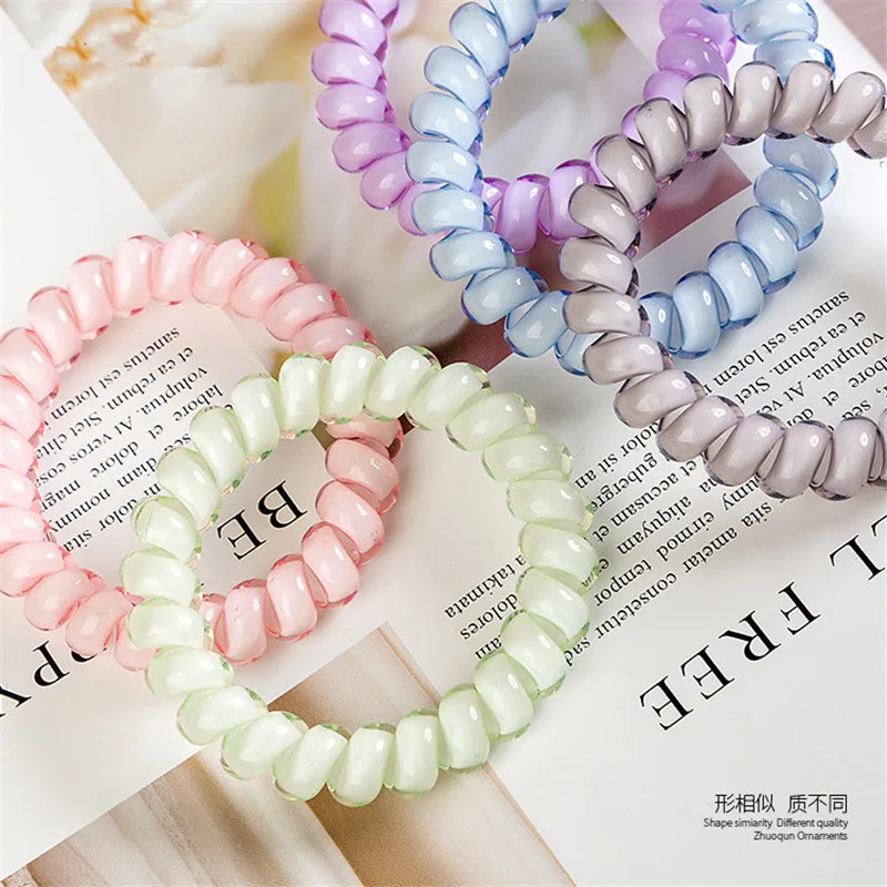 10 PCS الحلوى الألوان الهاتف خط 5 CM مرونة العصابات الشعر رباطات للنساء إكسسوارات الشعر الفتيات الأربطة المطاطية الشعر الحبال