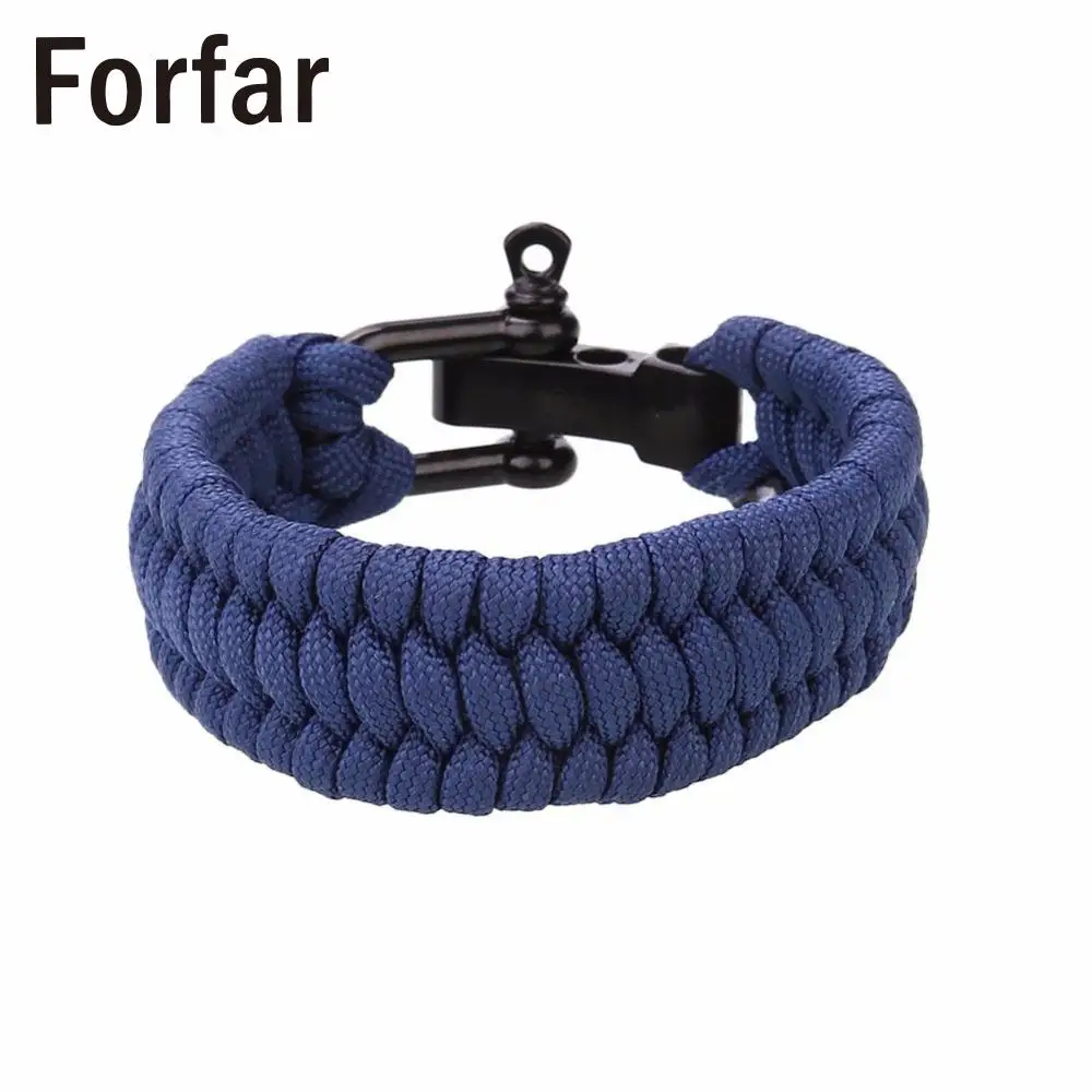 Fofar التخييم الأسود حبل 23 سنتيمتر في تعديل بقاء سوار paracord التخييم الصلب تكبل مشبك بالجملة