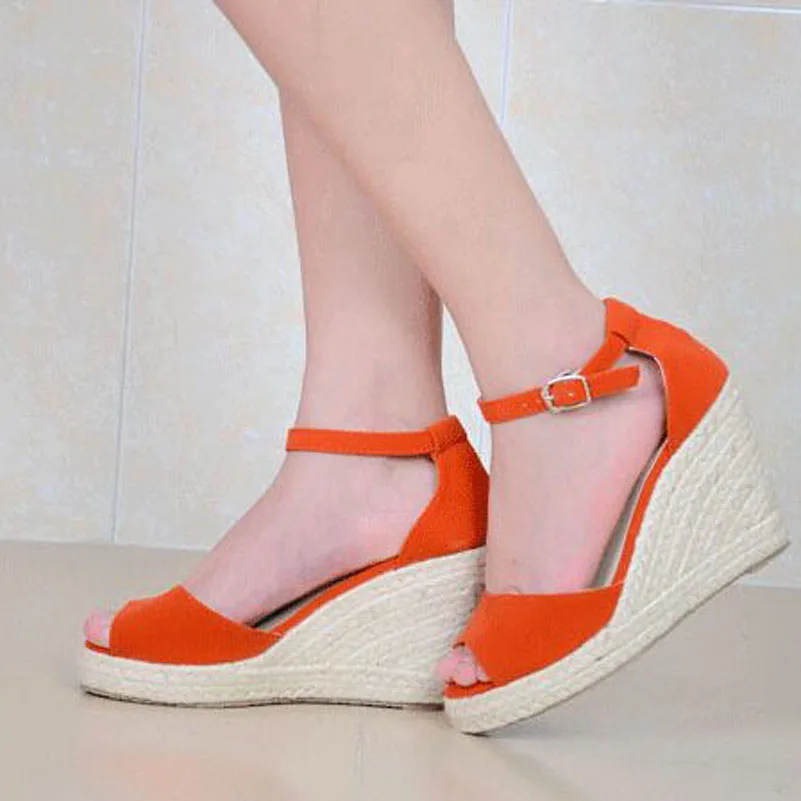 Women's Wedges Sandals Straw Wedge Heel Gladiator Sandals Size 32-44 for Women Buckle Strap Lady Platform Shoes women high heels platform high heels sandals platform sandals