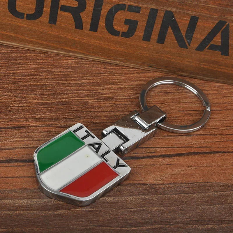 1pc Car Italy Italian Flag Keychain Key Ring Keyfob Accessory Metal Universal Durable For BMW e46 keychain Ring