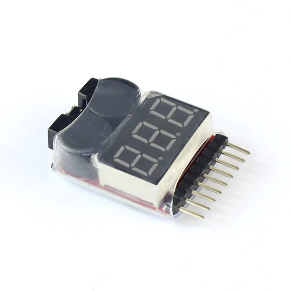 

F00872 Lipo Battery Voltage Tester Volt Meter Indicator Checker Dual Speaker 1S-8S Low Voltage Buzzer Alarm 2in1 2S 3S 4S 8S +FS