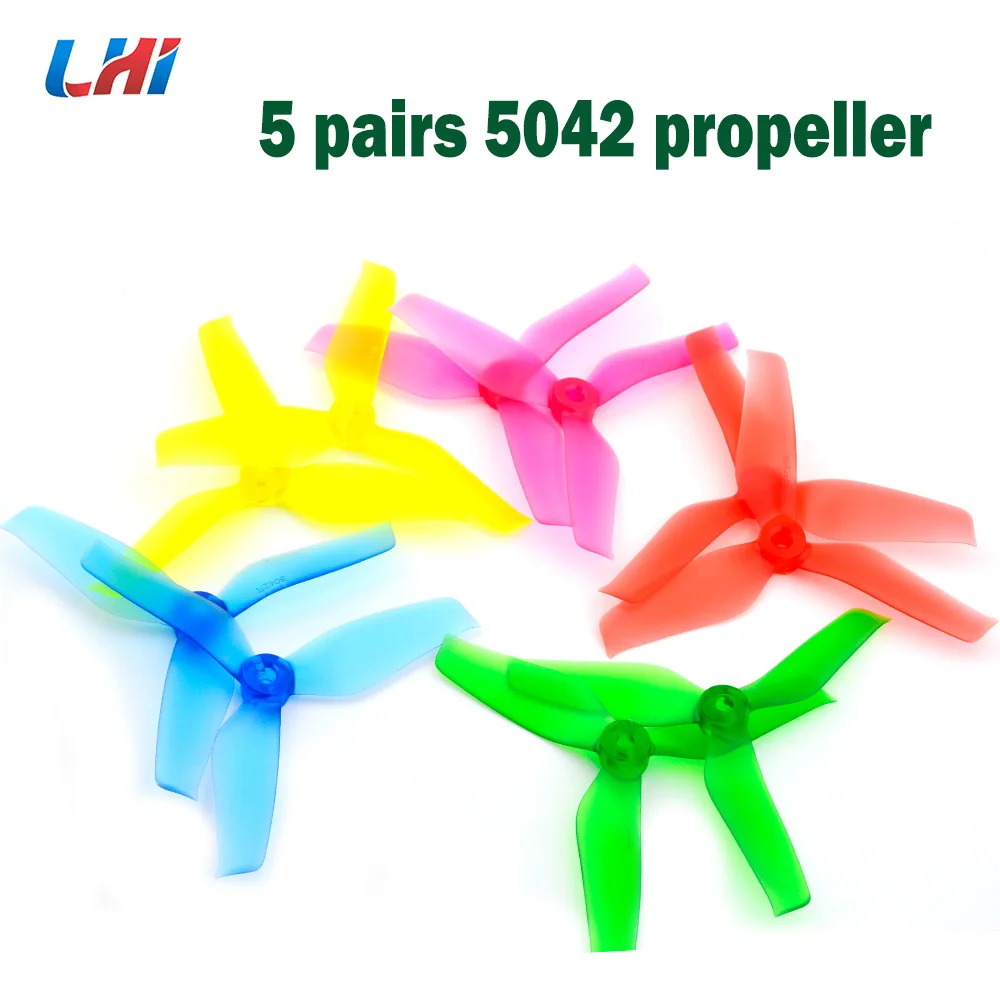 

LHI High Quality 5042 Transparent 5 Inch 3-Blade Tri-blade Plastic Prop Propellers CCW CW For QAV250 210 RC FPV Drone Quadcopter