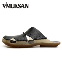 VMUKSAN/мужские шлепанцы из спилка высокого качества, большие размеры 38-48, дышащие мужские пляжные шлепанцы, новая брендовая мужская летняя обувь