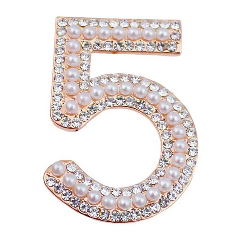 Number 5 pearl style Famous Luxury Brand Designer Brooch Pins For Women Sweater 