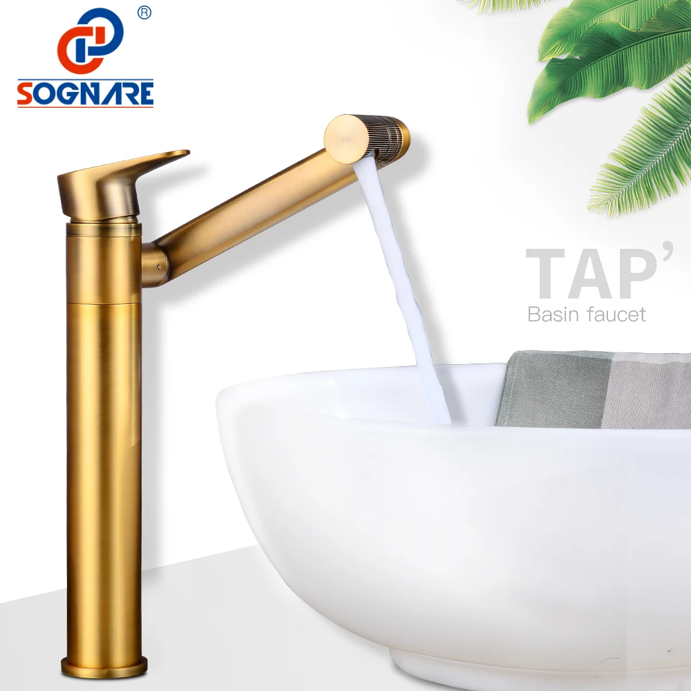 

SOGNARE Waterfall Faucet Basin Bathroom Faucet 360 Degree Rotation Water Outlet Sink Tap Hot Cold Water Basin Mixer Tap Crane
