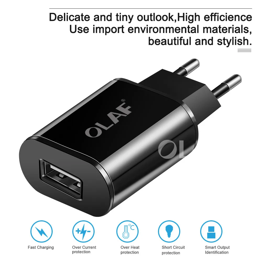 OLAF 5V 2A USB Charger for iPhone X 8 7 iPad Air Fast Wall Charger EU Adapter for Samsung S9 Xiaomi Mi6 Mi5 Mobile Phone Charger (2)