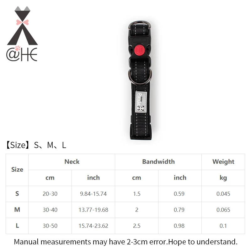 HE ошейник для питомца, Золотая панда, хорошая ткань, пена, двойная пряжка, регулируемый галстук для питомца, нейлон, дизайн, однотонный ошейник