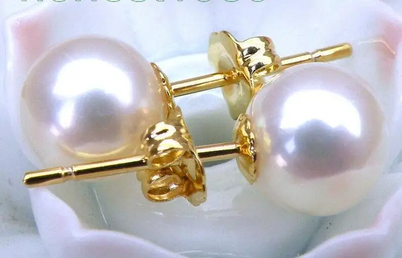 

Free Shipping >>>>TOP 8MM AAA+++ GRADE PERFECT ROUND WHITE AKOYA PEARLS EARRING 14K SOLID GOLD