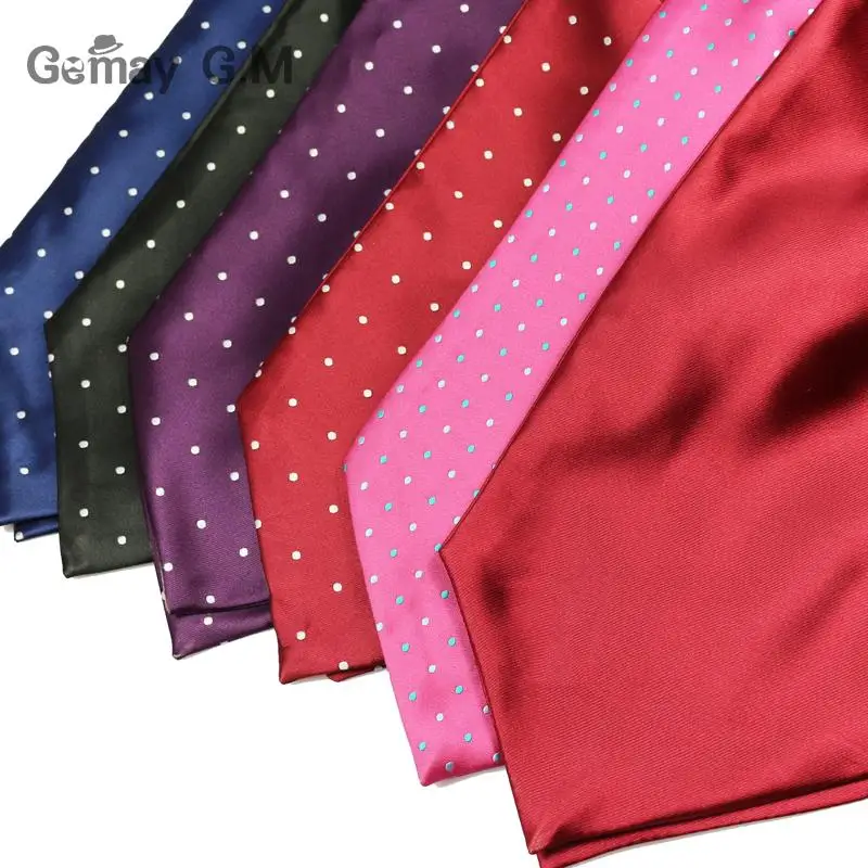 Ascot Tie Cravat Luxury Mens dots Neck Tie Self Tie for Men Wedding Neckties