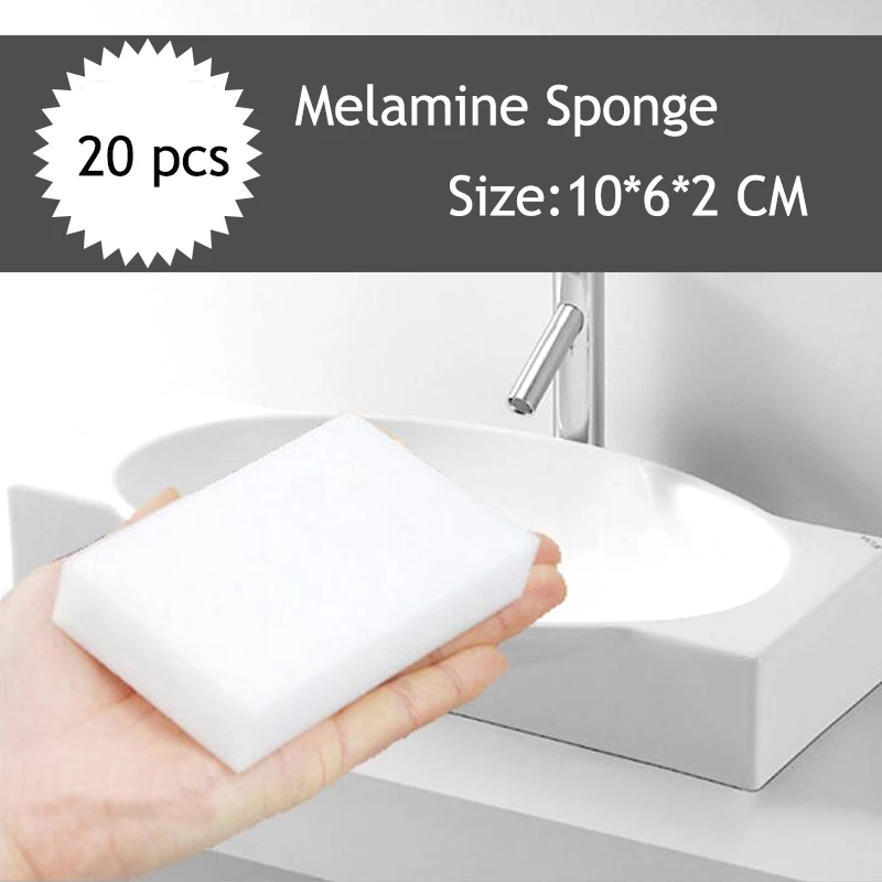 

10*6*2CM 20 Pcs/Lot White Melamine Sponge Eraser Magic Sponge Melamine Clean For Kitchen Office Bathroom Cleaning Nano Sponge