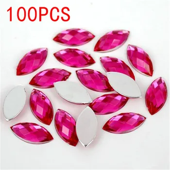 

Hot Sale 100Pieces Flat Back Marquise Earth Facets Rose Color Acrylic Horse eye Shape Rhinestone Nail decorative crystal diamond