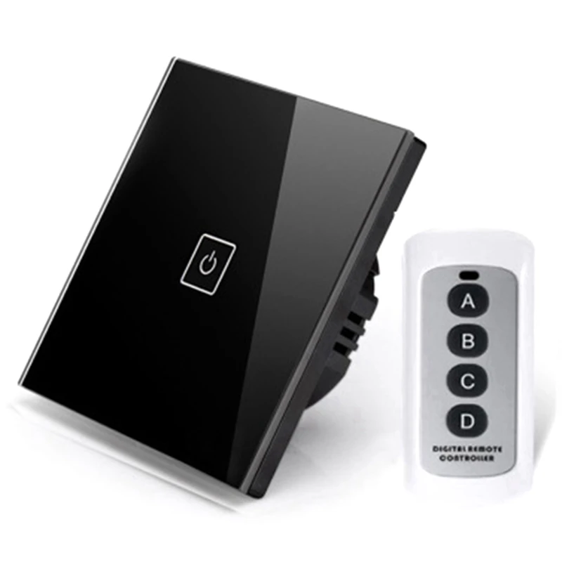 

ABKM Hot Black Smart Wifi Remote Control Switch, 1 Way 86 Type Wall Contact Panel Light Contact Screen Switch