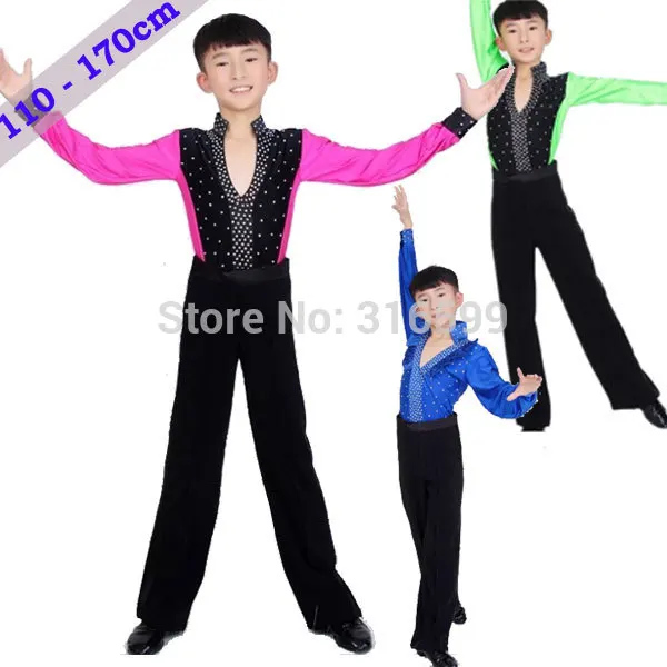 New Boy's Latin Dance Dress Long Sleeve Latin Men's 110 170cm Dance